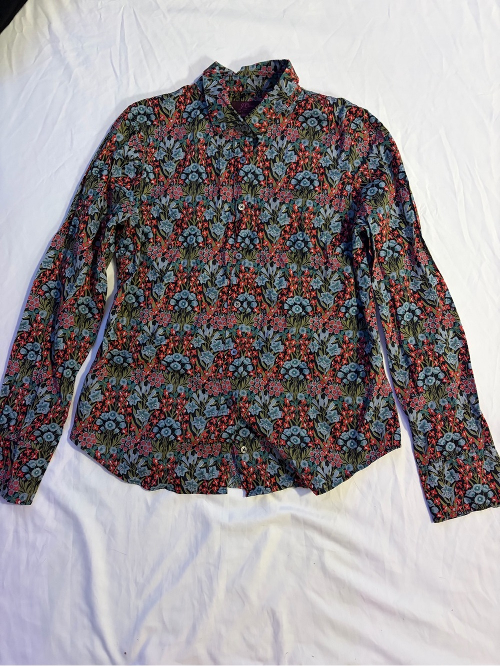 J. Crew Men's Floral Button-Down Shirt - Blue & Red